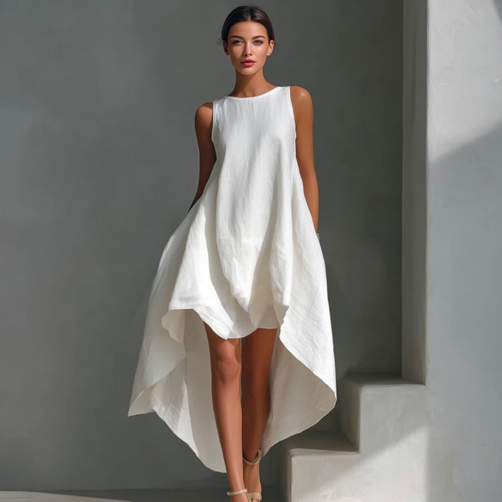 High Low Linen Fabric  dress